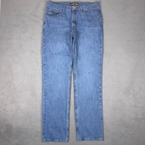 Lee Jeans Mens 34x34 Regular Fit Straight Leg Light Wash Blue Denim Cotton Work